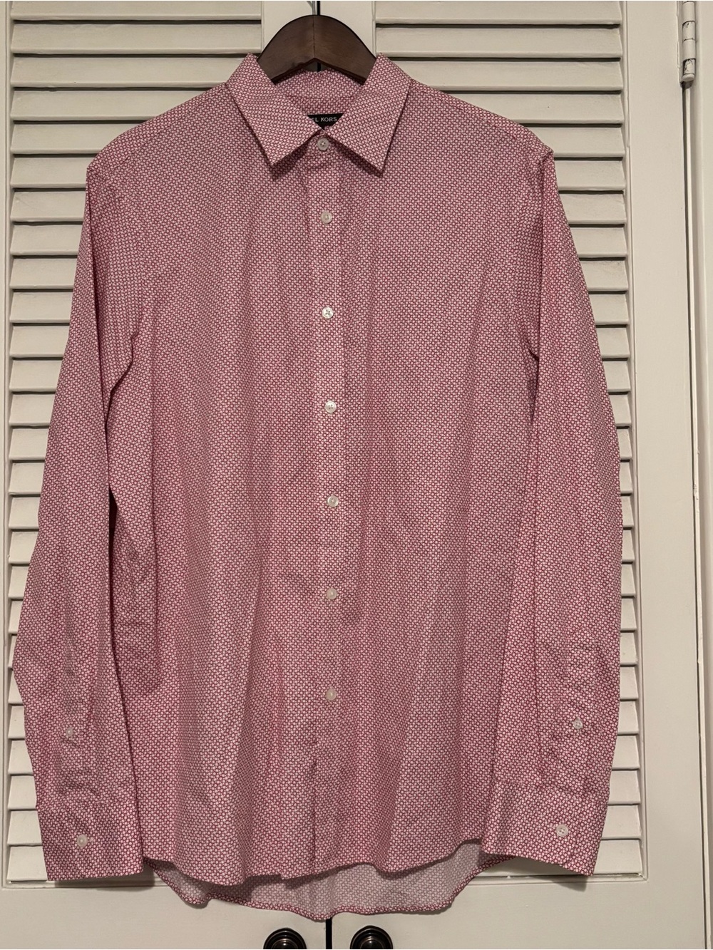 Michael Kors Men's Red & White Geo pattern Dress Shirt